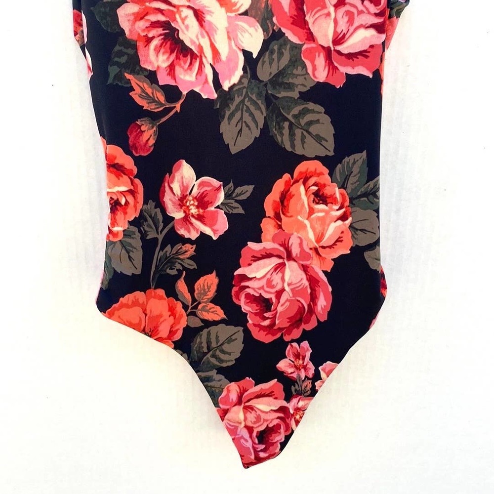 Lorette Womens size small black floral print sleeveless bodysuit - Picture 4 of 6